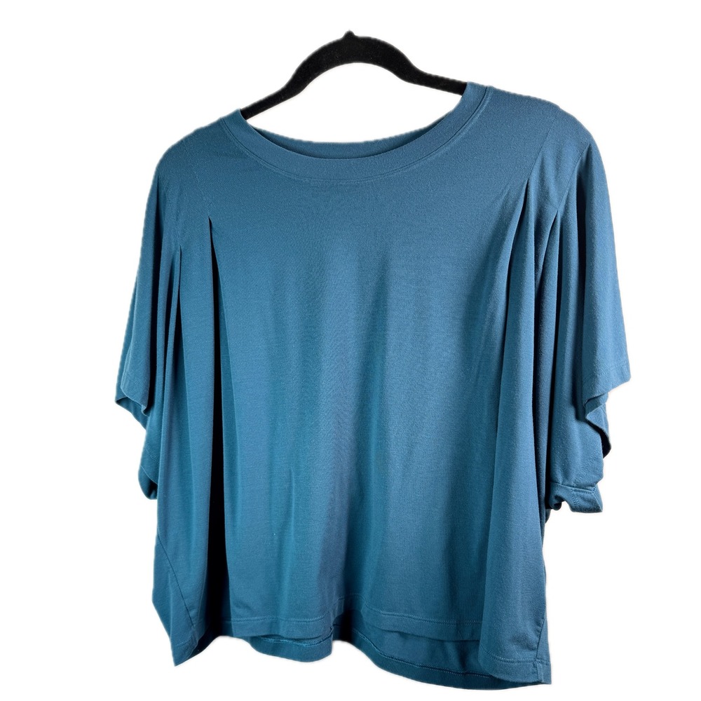 Athleta Elemental Cropped Tee Womens XL Dark Sardina Blue Dolman Yoga Top